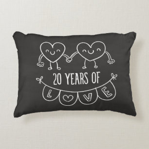 20. Jubiläum Geschenk Chalk Herzen Zierkissen