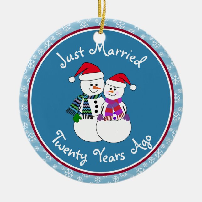 20. Jubiläum Geschenk Spaß Schnee Couple Weihnacht Keramik Ornament (Vorne)