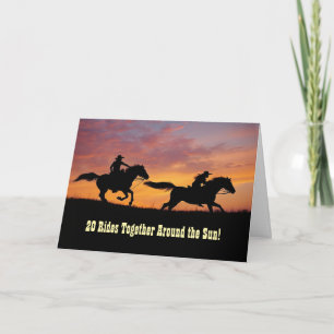 20. Jubiläum mit süßem Country Western Karte