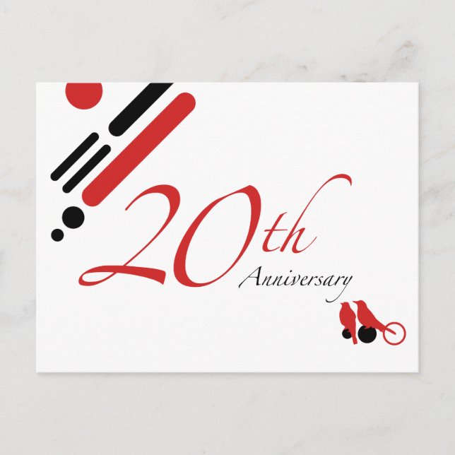 20. Jubiläum (Mod-Vögel) Postkarte (Vorderseite)