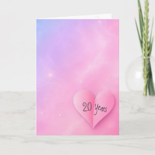 20. Jubiläum Rosa Gefaltetes Herz Karte
