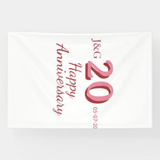 20. Jubiläum rosa Name Datum Monogramm fett Banner
