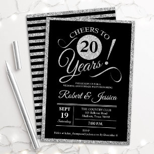 20. Jubiläumsfeier - Silberne schwarze Einladung