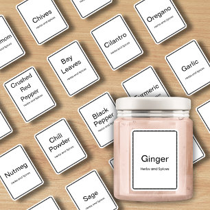 20 Küchenkräuter und Gewürze, minimalistisch moder Aufkleber