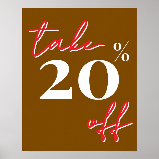 20% Off Sale Sign, Brown Sale Poster (Vorne)