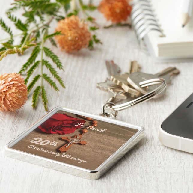 20. Ordination Jubiläum Rose und Rosary Schlüsselanhänger (Seite)