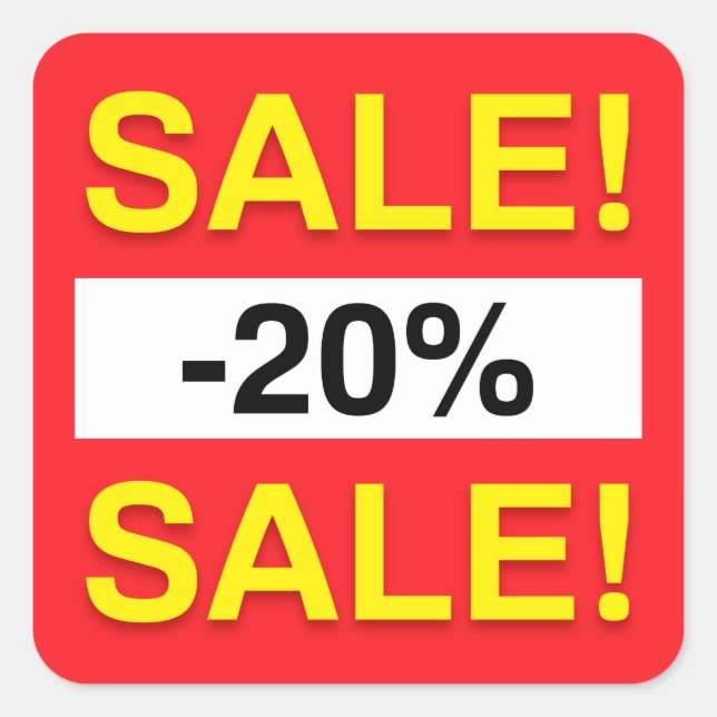 20-Prozent-Verkaufsrabattaufkleber Quadratischer Aufkleber (Vorderseite)