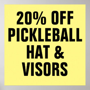 20% Rabatt auf Hats und Visoren für Pickleball Poster