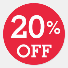 20 % Rabatt Verkauf Weißrot Runder Aufkleber