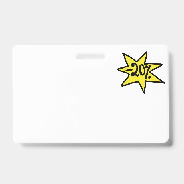 20% Rabatt. Werbeaktion, Bonus, Geschäft, Preis    Ausweis (Vorderseite)