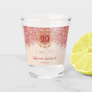 20. Ruby Red Glitter Champagner-Gold Geburtstag Schnapsglas