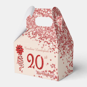20. Ruby Rot Glitter Champagner Gold Geburtstag  Geschenkschachtel