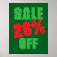 20% Sale Schild, Grün und Rot Christmas Sale