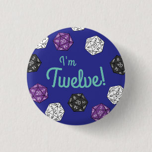 20 Sided Dice DND Games Kindergeburtstag Party Button