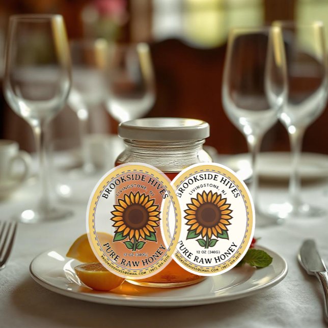 20 Small Jar Oval Sunflower Honey Labels (Von Creator hochgeladen)