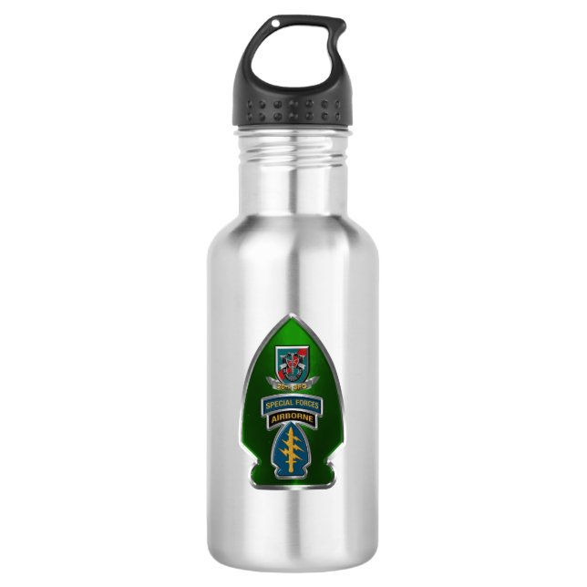 20. Special Forces Group "Im Flugzeug" Arrowhead Edelstahlflasche (Vorderseite)