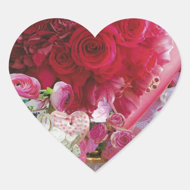 20 Stickers Rose mit China Teacup (Vorderseite)