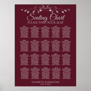 20 Tabelle Elegant Burgundy Hochzeitstabelle Poster