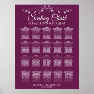 20 Tabelle Elegant Cassis Hochzeitsskala Poster