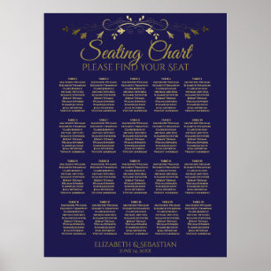 20 Tabelle elegant Gold & Navy Hochzeitskarte Poster