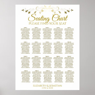 20 Tabelle Elegant Gold Wedding Seating Chart Poster