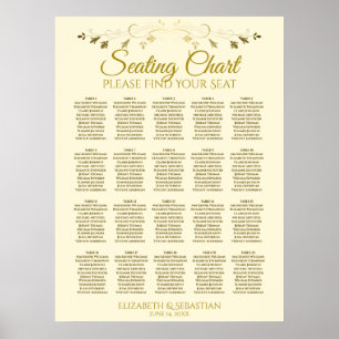 20 Tabelle Elegante Gold Cream Wedding Chart Poster