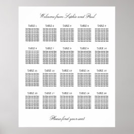 20 Tabelle Elegantes Minimalistisches Sitzdiagramm Poster