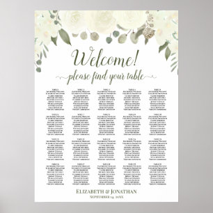 20 Tabelle Elfenbeinrosen Hochzeitstabelle Poster