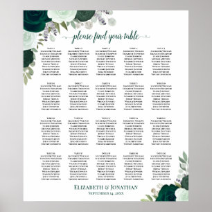 20 Tabelle Emerald Boho Blues Hochzeitstabelle Poster
