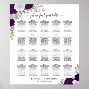 20 Tabelle Lila Boho Blumenzettel Poster