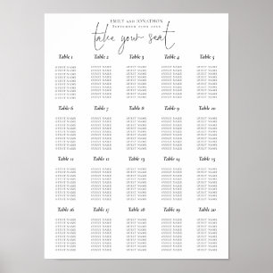 20 Tabelle Skript Schwarz-Weiß-Sitze-Diagramm Poster