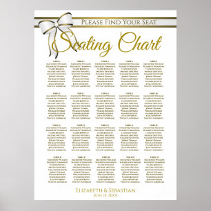 20 Tabelle White & Gold Ribbon Hochzeitstabelle Poster