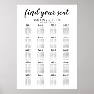 20 Tisch Großes Hochzeitsgästesitzplan Diagramm Poster