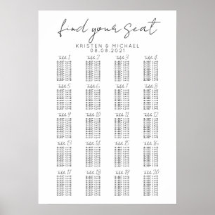 20 Tische Großes Hochzeitsgästesitzplan Poster