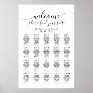 20 Tische Willkommen Hochzeit 200 Gäste Sitzplan Poster