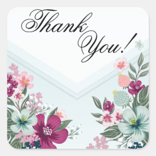 20 Vielen Dank Stickers Tropical Blume auf Blue Om