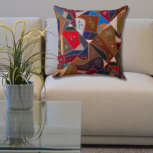 20" Vintages Patchwork Crazy Quilt Muster Elegant Kissen