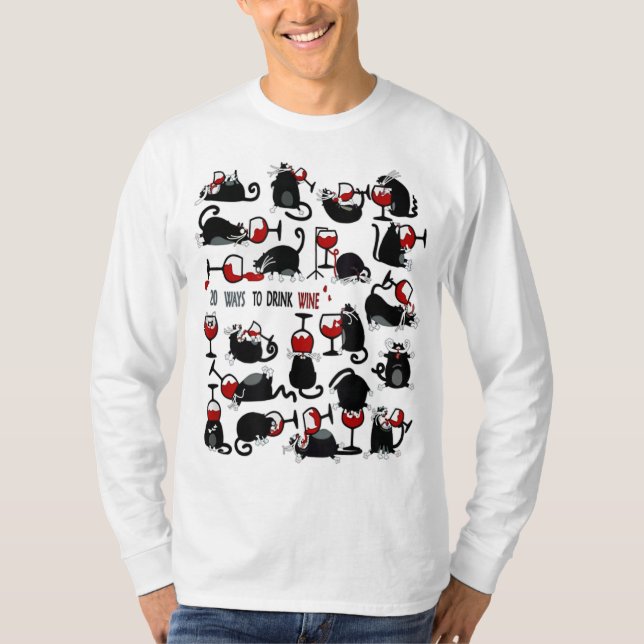 20 Wege zum Trinken Wein - Katze Wein Übernachtung T-Shirt (Vorderseite)