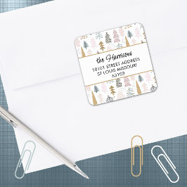 20 Whimsy Christmas Trees Return Address Sticker