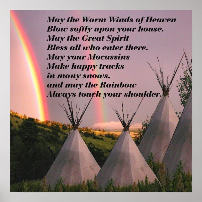 20"x20" Gold Matte Cherokee Segen Gebet Print Poster (Vorne)