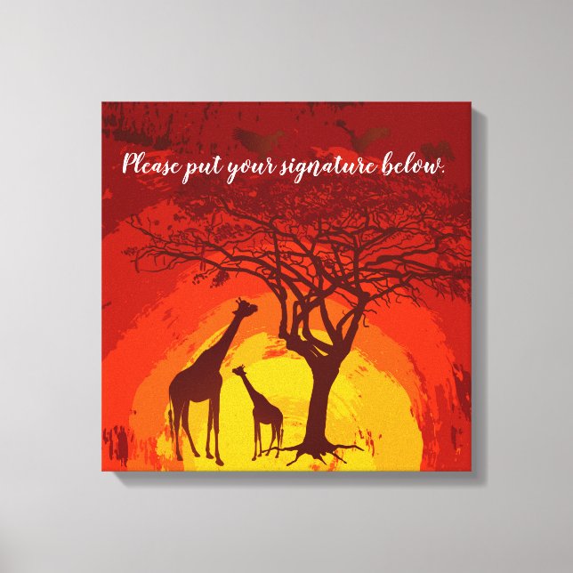 20"x20" Signature Leinwand African Safari Giraffe  (Vorderseite)