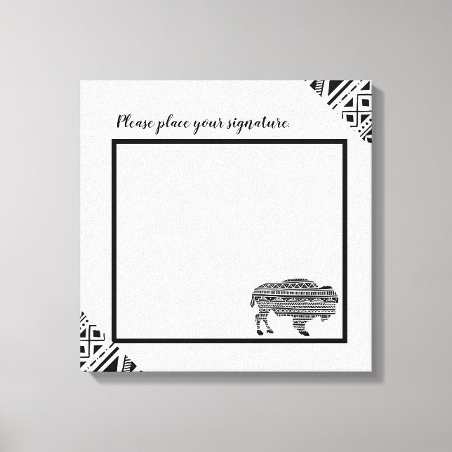 20"x20" Signature-Leinwand Boho Buffalo Tribal Pat Leinwanddruck (Vorderseite)