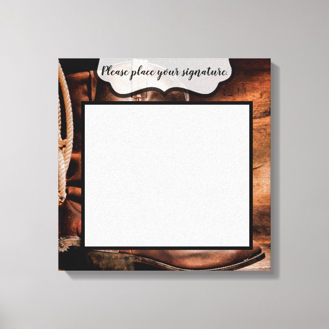 20"x20" Signature Leinwand Cowboy Boots Barn Wood  (Vorderseite)