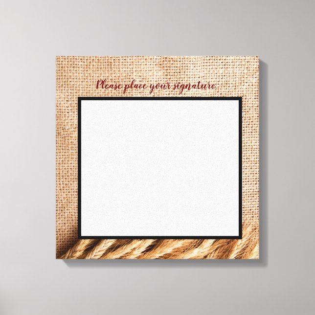 20"x20" Signature Leinwand Weizen auf Burlap Sack  (Vorderseite)