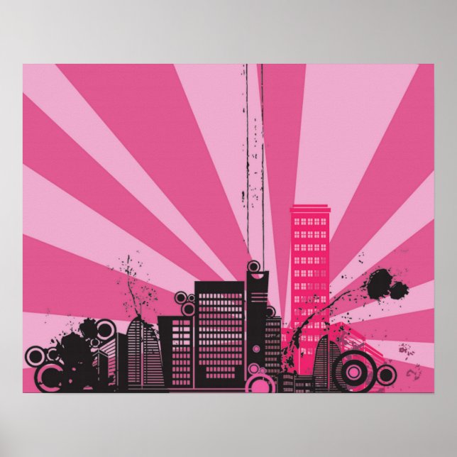 20 x 16 Abstrakte, rosa Stadtmauer Kunst Poster (Vorne)