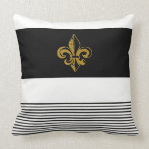 20 X 20 SCHWARZ-WEIßE FLEUR-DE-LIS-KISEN KISSEN