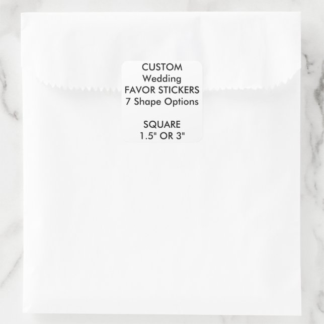 20 x Custom Wedding Gefallen Stickers - SQUARE (Tasche)