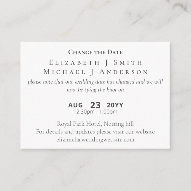 20 x FOTO Änderung des Datums Aufschiebung inkl. E Hinweiskarte (Vorderseite)