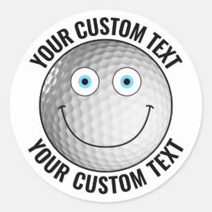 20 x Golf Ball Personalisiert Text Custom Happy Fa Runder Aufkleber