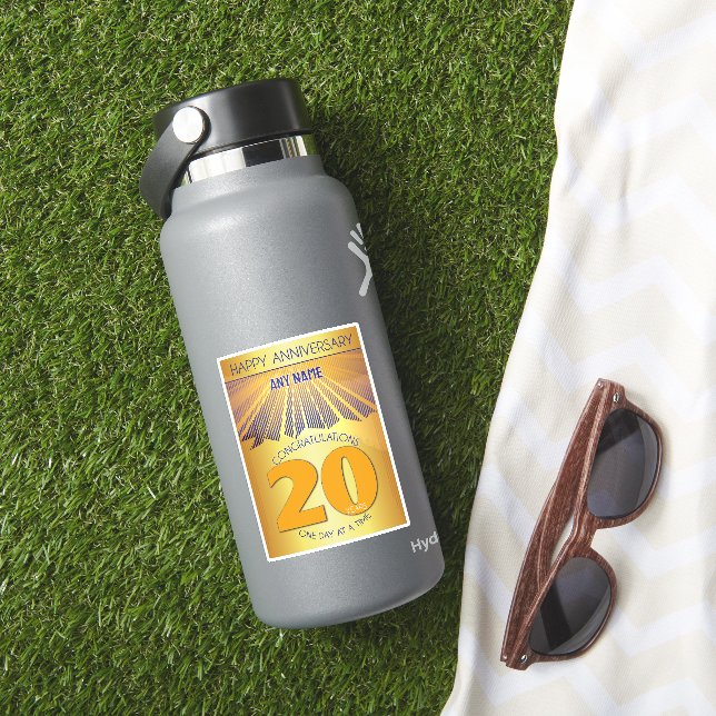 20 Year | Golden Ray 12 Step CUSTOM NAME Aufkleber (HydroFlask Insitu)